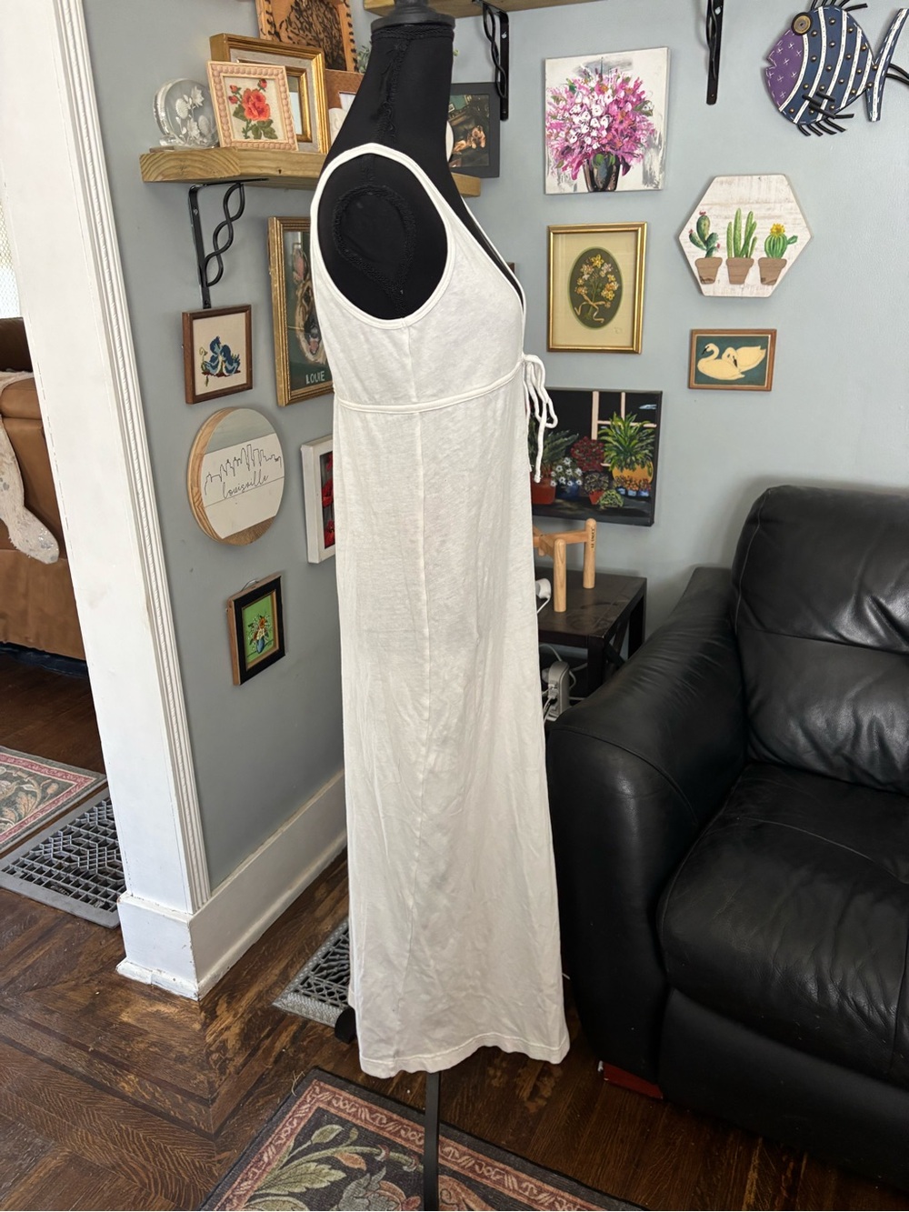 Free people beach long v-neck dress coverup white boho casual size XS - Picture 7 of 9